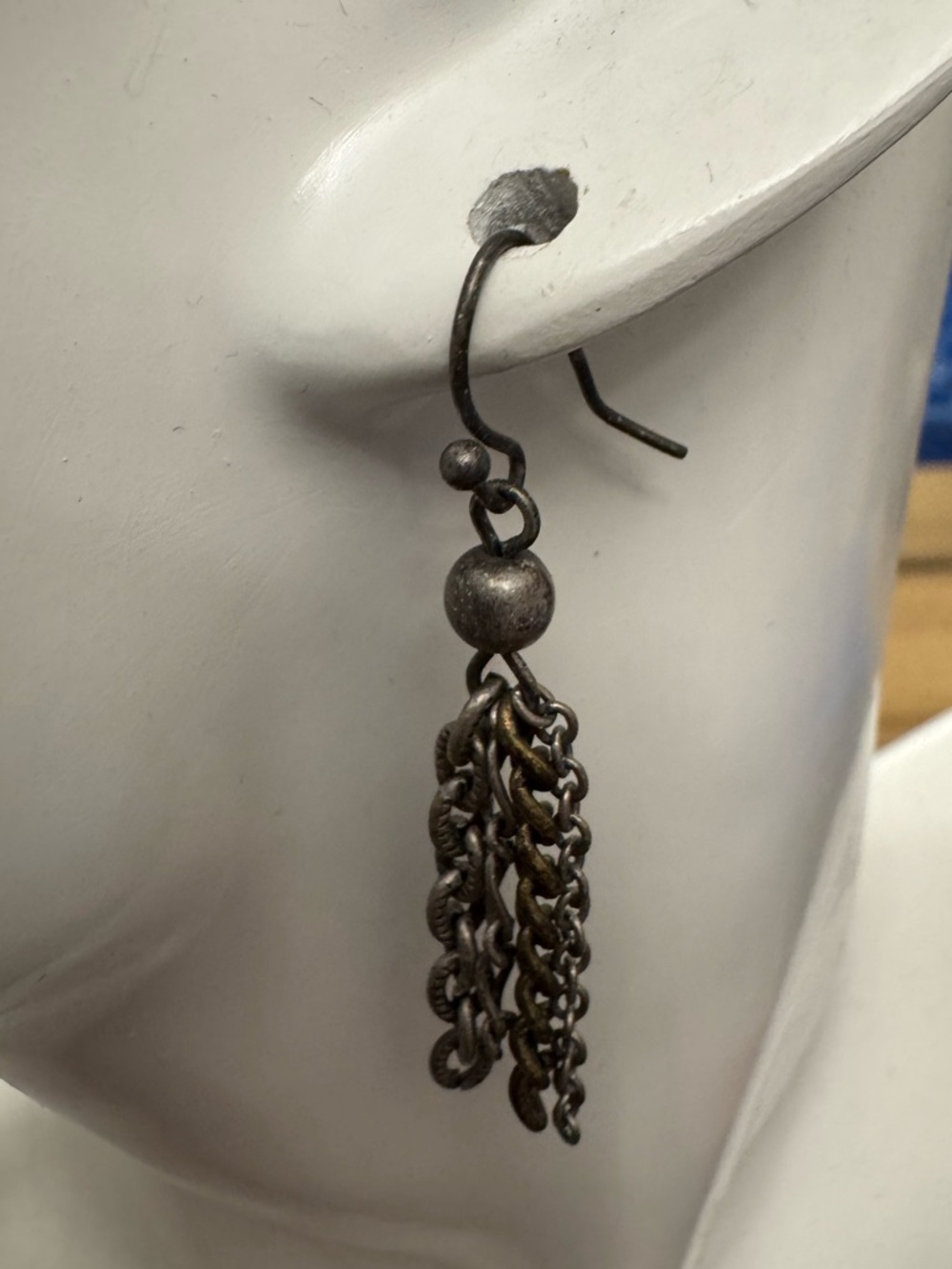 Multi-Tone Chain Tassel Drop Earrings